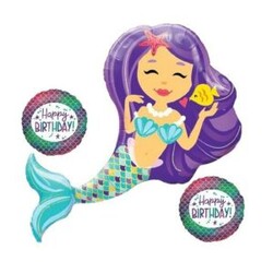 Parti Dünyası - Deniz Kızı Folyo Balon 3lü Set