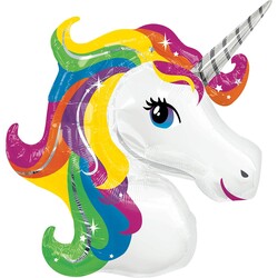Parti Dünyası - Unicorn Renkli ( Rainbow ) Supershape 100 cm Folyo Balon