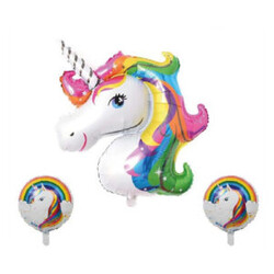 Parti Dünyası - Unicorn Renkli ( Rainbow ) Supershape Folyo Balon 3'lü Set